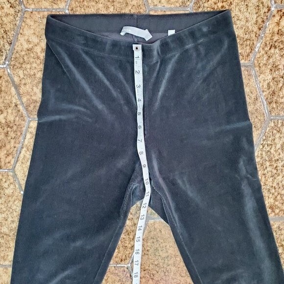 Vince Ribbed Stretch Leggings WOMENS Casual Pants Black Velour Lounge Comfy SZ M - Picture 8 of 10